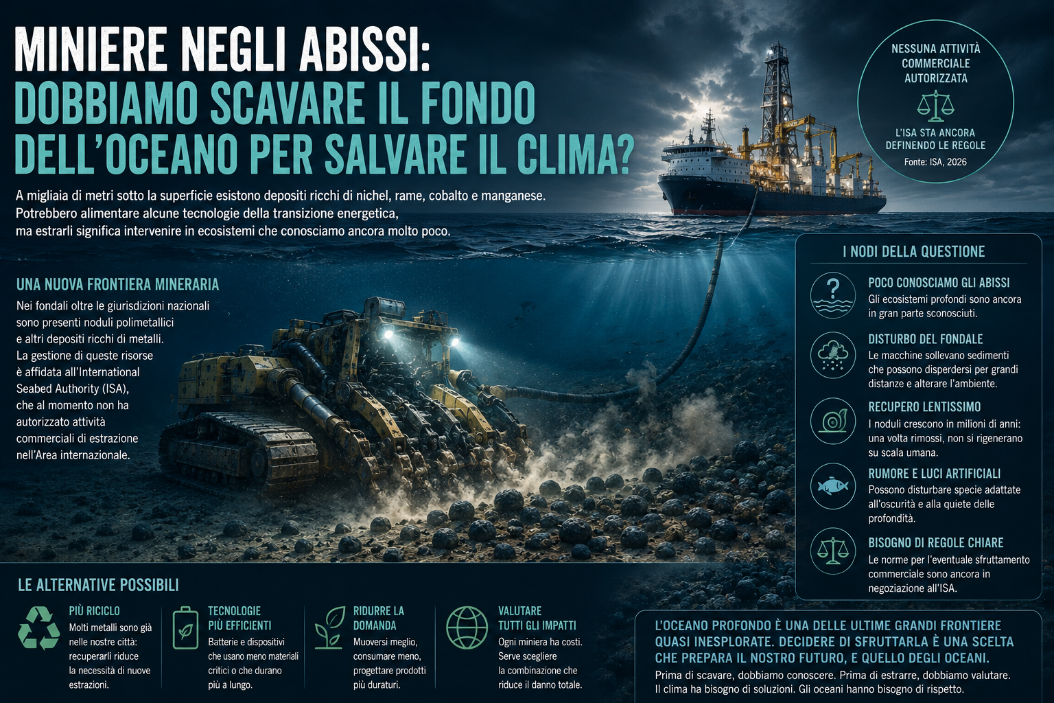 Miniere negli abissi: dobbiamo scavare il fondo dell’oceano per salvare il clima?